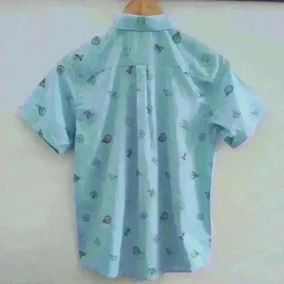 LONDON PRODIGY | Boys Ocean Blue Passport Print Short Sleeved Shirt - Picture 5 of 6